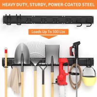 Garage Tool Organizer Wall Mount 11 Pcs, Yard Garden Tool Organizer, Adjustable Garage Organizers With 8 Heavy Duty Hooks, Max Load 500Lbs Garage Storage For Garden Tools, Shovels, Trimmers, Hoses