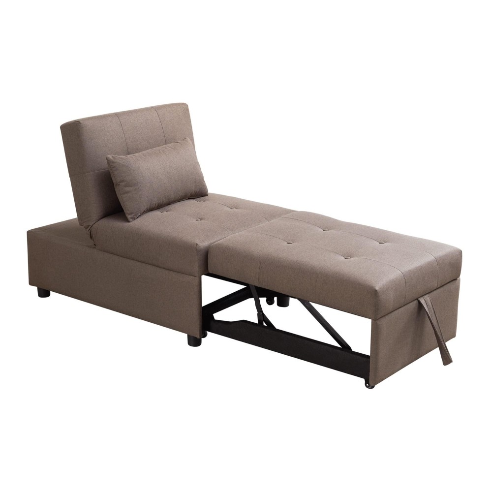 Pilaster Designs Indoor Home Decorative Furniture Caskey Convertible Ottoman Sleeper Bed Chair - Dark Gray Vinyl