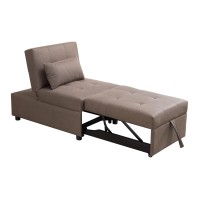 Pilaster Designs Indoor Home Decorative Furniture Caskey Convertible Ottoman Sleeper Bed Chair - Dark Gray Vinyl