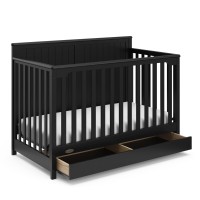 Graco Hadley 5-In-1 Convertible Crib With Drawer (Black) - Crib With Drawer Combo, Includes Full-Size Nursery Storage Drawer, Converts From Baby Crib To Toddler Bed, Daybed And Full-Size Bed