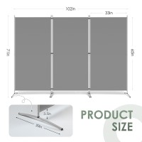 Rantila 3 Panel Room Divider, 6 Ft Tall Folding Privacy Screen Room Dividers, Freestanding Room Partition Wall Dividers, 102''W X 20''D X 71''H, Grey