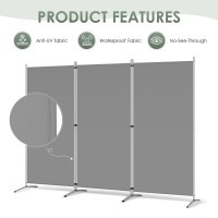 Rantila 3 Panel Room Divider, 6 Ft Tall Folding Privacy Screen Room Dividers, Freestanding Room Partition Wall Dividers, 102''W X 20''D X 71''H, Grey