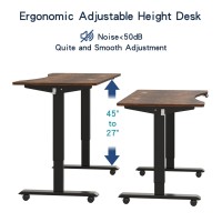 Heonam Electric Standing Desk,55 X 30 Inches Ergonomic Height Adjustable Desk With 4 Memory Settings, Stand Up Computer Desk For Home Office With Splice Board, Black Frame/Rustic Brown Top