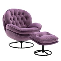Frithjill Living Room Chair With Ottoman, Velvet Swivel Accent Chair, Modern Lounge Sofa Chair With Footrest