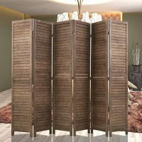 46 Panel Room Divider For Room Separation Room Dividers And Folding Privacy Screens Woodbamboo Room Dividers For Bathroom Living Room Kitchen (Brown Wood 69In 6 Panel)