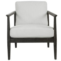 Uttermost Brunei Oak Wood And Fabric White Accent Chair 23696