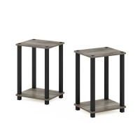 Furinno Simplistic End Table, 2-Pack, French Oakblack