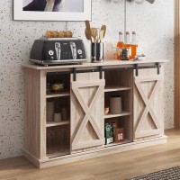 Soges Sideboard Buffet Cabinet, Coffee Bar Cabinet With Sliding Barn Doors, Storage Cabinet With Adjustable Shelves For Living Room, Dining Room, Kitchen