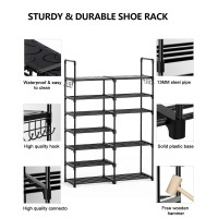 Mavivegue 7-Tier Shoe Rack Storage Organizer, Tall Free Standing Shoe Shelf, Metal Shoe Rack, Large Shoes