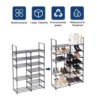 Mavivegue 7-Tier Shoe Rack Storage Organizer, Tall Free Standing Shoe Shelf, Metal Shoe Rack, Large Shoes