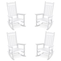 Stoog Outdoor Rocking Chairs Set Of 4, All-Weather Resistant Porch Rocker With 400 Lbs Weight Capacity, For Patio, Backyard, Fire Pit, Lawn, Garden And Indoor, White