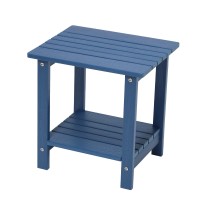 Byzane Double Adirondack Side Table, Patio Outdoor End Table Weather Resistant,Rectangular Table For Patio, Garden, Lawn, Indoor Outdoor Companion, Navy Blue