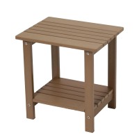 Byzane Double Adirondack Side Table, Patio Outdoor End Table Weather Resistant,Rectangular Table For Patio, Garden, Lawn, Indoor Outdoor Companion, Teak