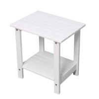 Byzane Double Adirondack Side Table, Patio Outdoor End Table Weather Resistant,Rectangular Table For Patio, Garden, Lawn, Indoor Outdoor Companion, White