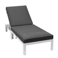 Leisuremod Chelsea Modern White Aluminum Chaise Lounge Outdoor Patio Chair With Cushions Black