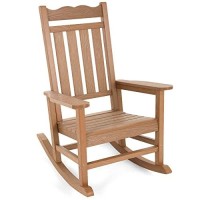Stoog Oversized Outdoor Rocking Chair, Porch Rocker With 400 Lbs Weight Capacity, Weather Resistant, For Backyard, Lawn, Patio, Fire Pit, Garden And Indoor, Teak