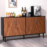 Kitchen Sideboard Cabinet Black Buffet Sideboard Cabinet Modern 4 Doors Wood Dining Console Serving Storage For Entryway Living Room Dining Room Brown