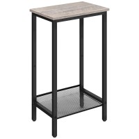 Hoobro Tall Side Table, Industrial End Telephone Table With Adjustable Mesh Shelves, Small Entryway Table, Laptop Table For Office, Hallway, Living Room, Greige And Black Bg03Dh01