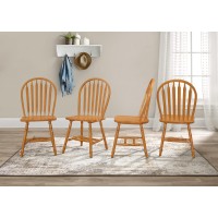 Sunset Trading Selections Windsor Arrowback Light Oak Finish Solid Wood Set Of 4 Sidechairs Dining Chairs, Standard Height