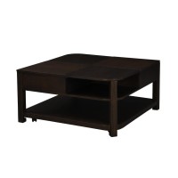 Lilola Home Flora Dark Brown Mdf Lift Top Coffee Table With Shelves