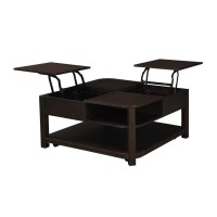Lilola Home Flora Dark Brown Mdf Lift Top Coffee Table With Shelves