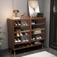 Wilk Free Standing Shoe Cabinet, Modern Sneaker Storage Rack & Shelf & Organizer & Holder & Display & Standfor Entryway, Furniture Home Decor, Brown, 135(L)X55(W)X331(H)