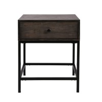 Lilola Home Ava Espresso Mdf End Table With Charging Ports And Metal Base