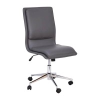 Madigan Mid-Back Armless Swivel Task Office Chair With Leathersoft And Adjustable Chrome Base, Gray