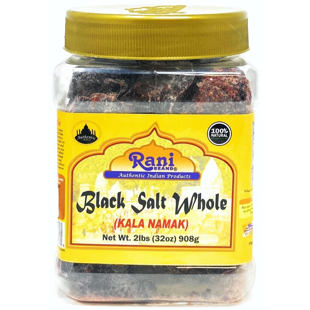 Rani Black Salt Raw Whole (Kala Namak) Mineral 32Oz (2Lbs) 908G Pet Jar ~ Unrefined, Pure And Natural | Vegan | Gluten Friendly | Non-Gmo | Indian Origin | Perfect For Tofu Scramble