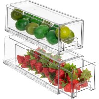 Sorbus Fridge Drawers - Clear Stackable Pull Out Refrigerator Organizer Bins - Food Storage Containers For Kitchen, Refrigerator, Freezer, Vanity & Fridge Organization And Storage (2 Pack | Small)