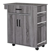 Better Home Products Shelby Rolling Kitchen Cart With Storage Cabinet - Gray