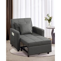 Xspracer Convertible Chair Bed, Sleeper Chair Bed 3 In 1, Adjustable Recliner,Armchair, Sofa, Bed, Linen, Dark Gray, Single One