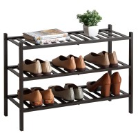 Furshus Shoe Rack, 3-Tier Bamboo Stackable Shoe Shelf Storage Organizer, Shoe Stand For Closet, Entryway And Hallway