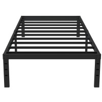 Upcanso Twin Bed Frame No Box Spring Needed, 14 Inch Heavy Duty Metal Platform Bed Frame Twin Size With Storage, 2500Lbs Steel Slats Support, Easy Assembly, Black