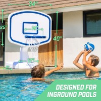 Gosports Splash Hoop Pro Swimming Pool Basketball Game - Includes Poolside Water Basketball Hoop, 2 Balls And Pump - White