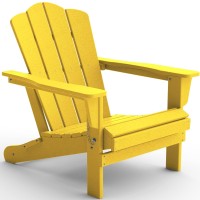 Kingyes Folding Adirondack Chair, Hdpe All-Weather Folding Adirondack Chair, Yellow