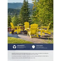 Kingyes Folding Adirondack Chair, Hdpe All-Weather Folding Adirondack Chair, Yellow