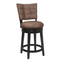 Hillsdale, Kaede Wood Counter Height Swivel Stool With Upholstered Weave Back Design, Black