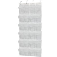 Simple Houseware 24 Pockets Large Clear Pockets Over The Door Hanging Shoe Organizer, White (56 X 22.5)