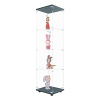 Yoluckea Floor Stand Glass Display Cabinet Modern Curio Cabinet With 4 Shelves And Door 5.4 Feet Tall Clear Glass Storage Cabinet For Living Room Bedroom Study Room - Upgrade Assembly