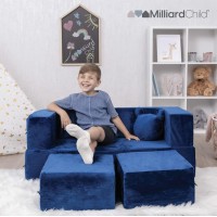 Milliard Kids Couch - Modular Kids Sofa For Toddler And Baby Playroom/Bedroom Furniture (Navy Blue)