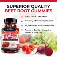 Sugar Free Beet Root Gummies - Nitric Oxide Beet Chews Infused With Coconut Oil For Highest Absorption - Supports Energy & Whole Body Health - Delicious Strawberry Flavor - Made In Usa - 120 Count