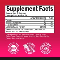 Sugar Free Beet Root Gummies - Nitric Oxide Beet Chews Infused With Coconut Oil For Highest Absorption - Supports Energy & Whole Body Health - Delicious Strawberry Flavor - Made In Usa - 120 Count