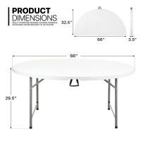 Monibloom 5.5Ft White Folding Plastic Table Heavy Duty Plastic Fold In Half Commercial Banquet Even Indoor Outdoor Table With Handle