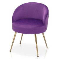 Magshion Spacesaving Vanity Stool Accent Chair Armchair Living Room Chair Leisure Chairs Makeup Bathroom Seat Wood Legs Velvet Chair, Grey, Velvet Purple