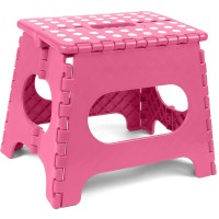 Utopia Home Folding Step Stool - (Pack Of 1) Foot Stool With 11 Inch Height - Holds Up To 300 Lbs - Lightweight Plastic Foldable Step Stool For Kids, Kitchen, Bathroom & Living Room (Pink)