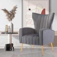 Tufted Accent Chair With High Back, Upholstered Living Room Chair Comfy Reading Chair Club Chair With Golden Metal Legs Single Sofa Chair, For Living Room, Bedroom, Office, Reading Room