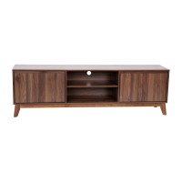 Hatfield Mid-Century Modern Tv Stand In Walnut For 65+ Inch Tv'S - 70 Inch Media Center With Adjustable Center Shelf And Dual Soft Close Doors