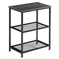 Vecelo Tall Side, 30 Height Nightstand With 3-Tier Storage Shelf For Bedroom Living Room, Easy Assembly,Industrial Style, End Table, Charcoal Grey