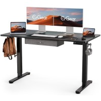 Ergear Electric Standing Desk With Drawer, Adjustable Height Sit Stand Up Desk, Home Office Desk Computer Workstation, 55X28 Inches, Vintage Brown